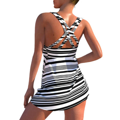 Lily | 2-teiliges Hochgeschnittenes Bikini mit Streifenmuster