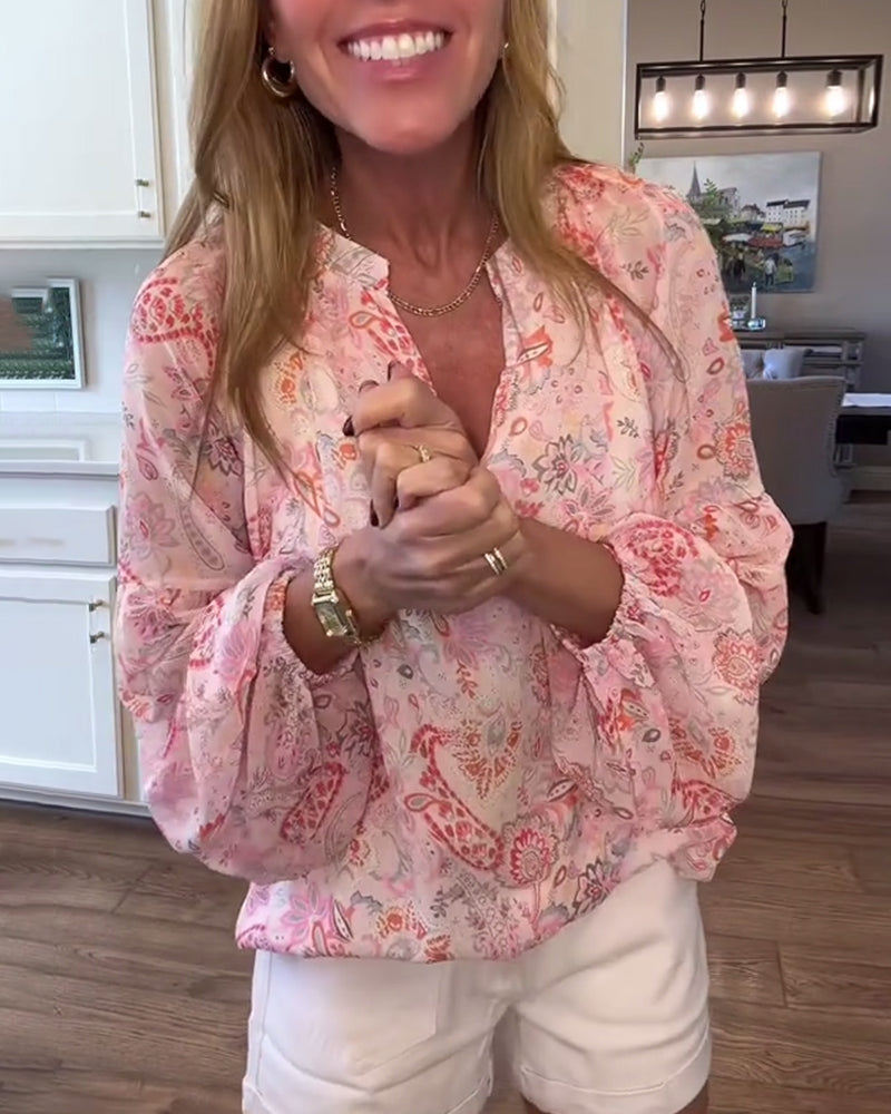 Bluse mit Ballonärmeln und Blumenmuster