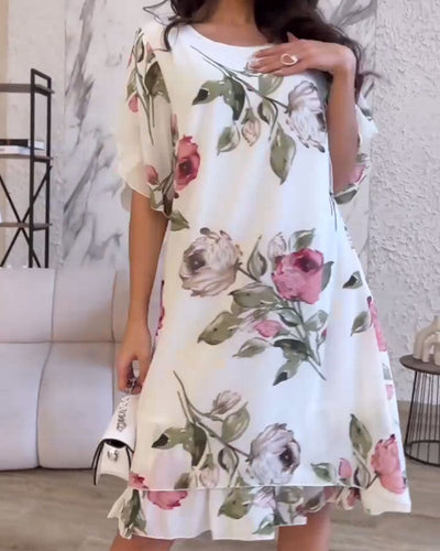 Kleid Rüschenärmel Druck