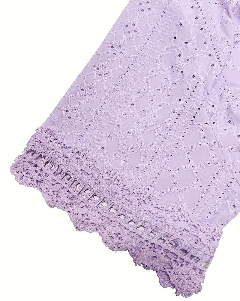 Bluse Einfarbig Spitze Hohles Design