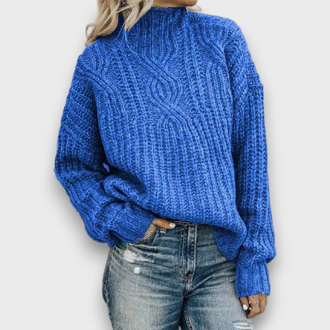 Alina – Retro Rollkragenpullover mit Zopfmuster