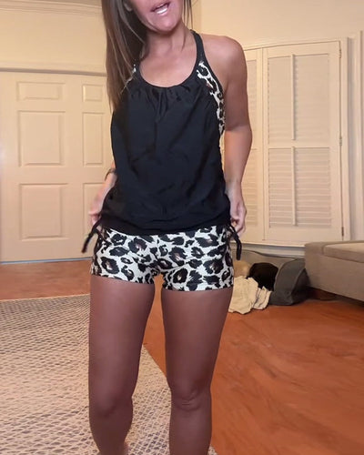 Zweiteiliger Bikini mit Trägerband im Leopardenlook