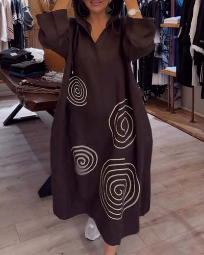 Kleid Mit Kapuze Langarm Weit