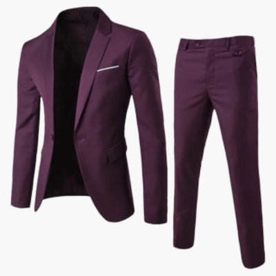Herren Sommer Anzug Zweiteiler mit Revers und Flatfront Hose