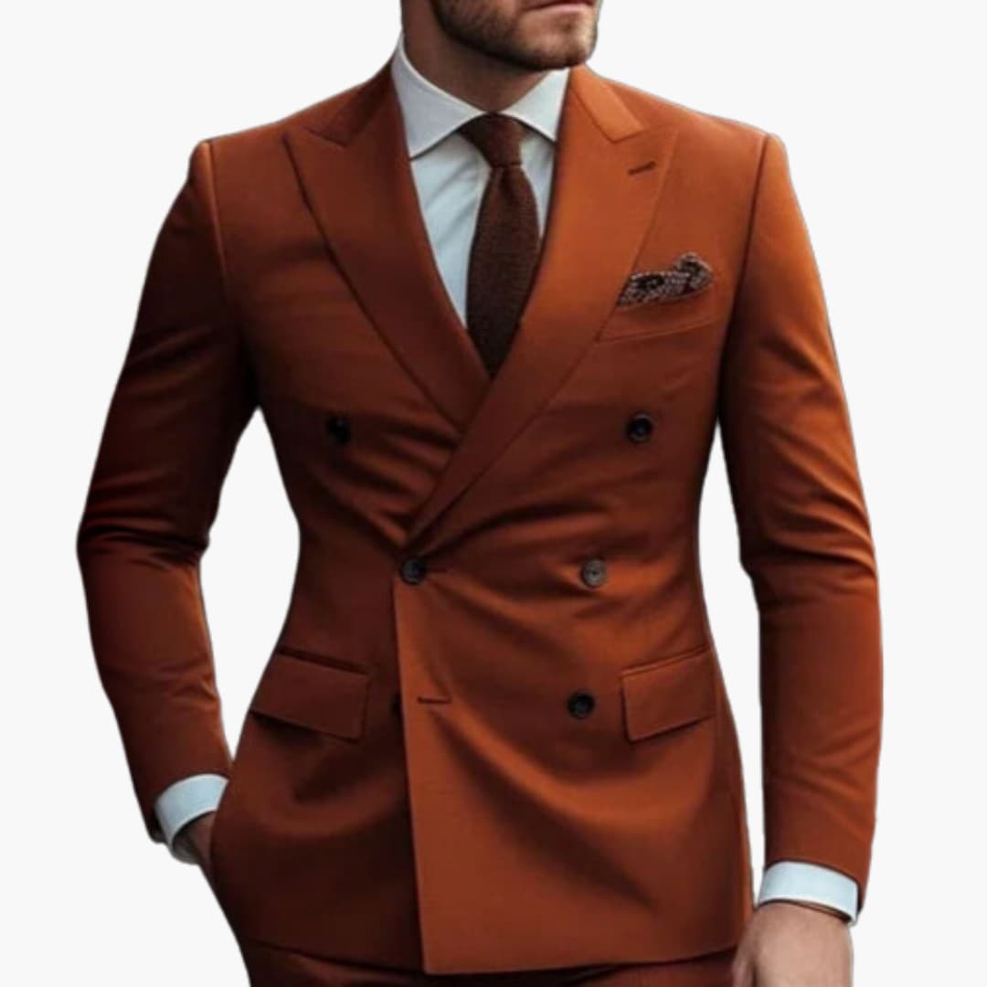 Herren Anzug zweiteilig mit Doppelreiher und Slim Fit Hose