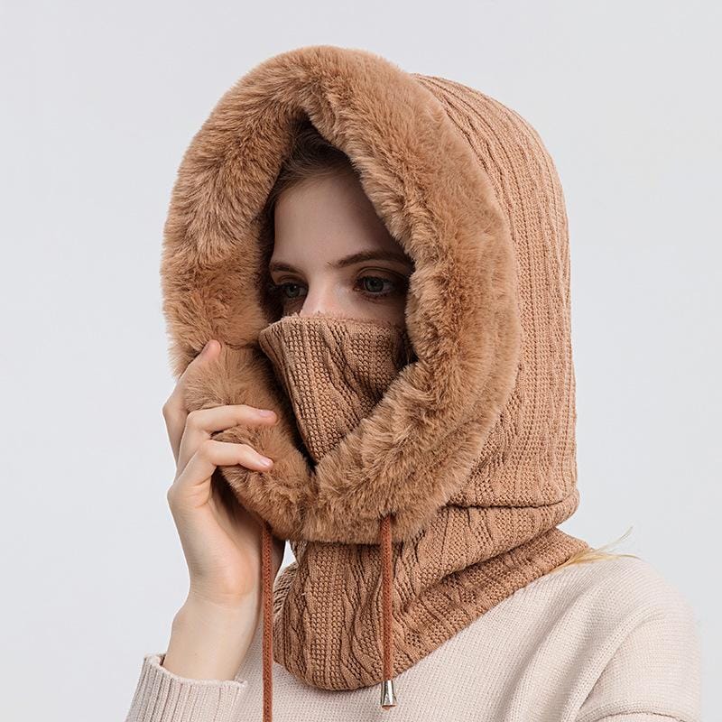 Winterpelzmütze mit Maske für Frauen