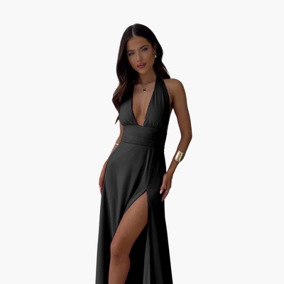 Maxikleid mit Schlitz & Neckholder - Damen Abendmode