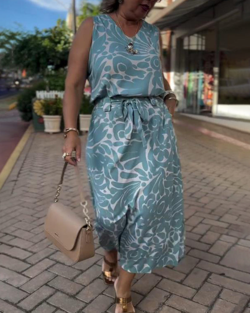 Kleid Ärmellos Gedruckt Bindeweite