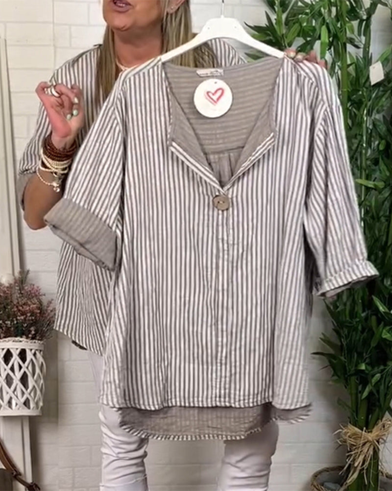 Bluse Ellenbogen Ärmel gestreift