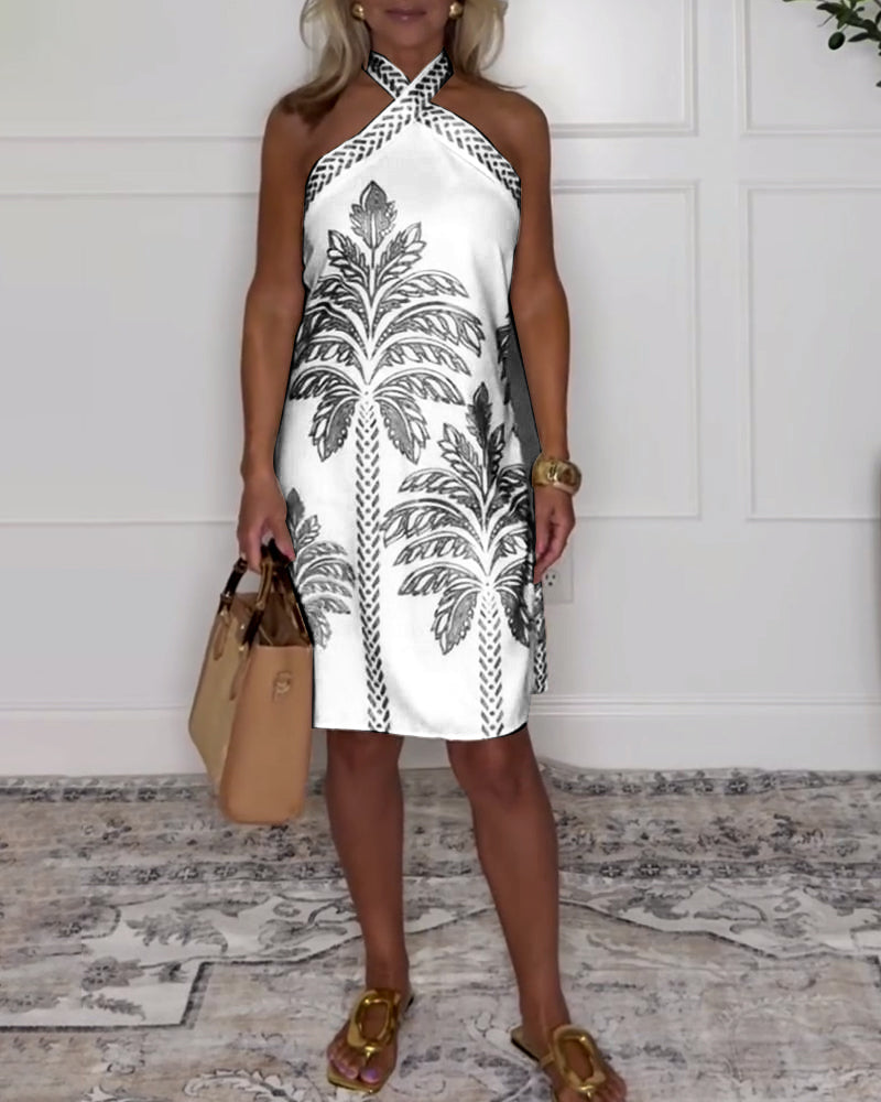 Elegantes Kleid mit gekreuzten Trägern und Knielänge