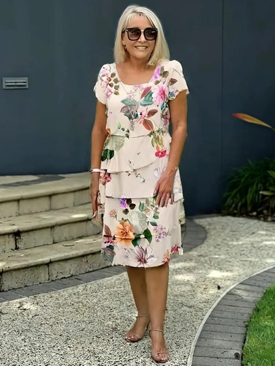 Heidi-Mode | Blumenrüsche Kleid In Lagen