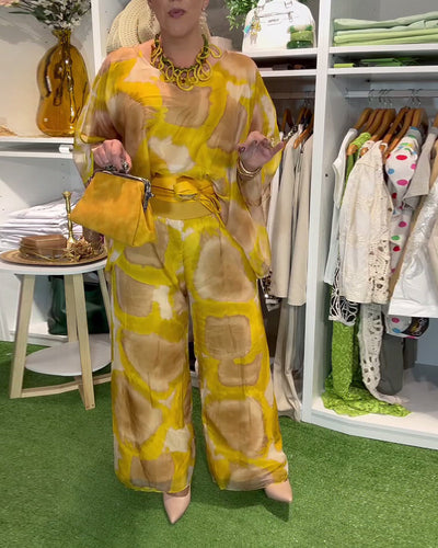 Set Modisch Bedruckte Weitbein-Hose