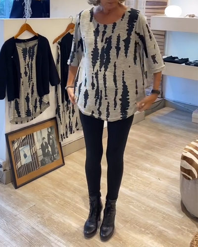 Bluse Dreiviertelarm Locker Bedruckt