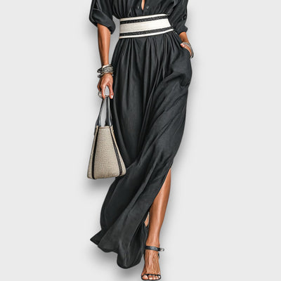 Isalda – Maxikleid aus Cupro mit Bindegürtel