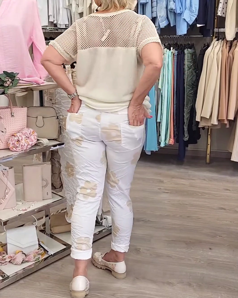 Hose lässig Print Kordelzug