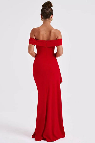 Heidi-Mode | Sexy Lady Off Shoulder Hoher Schlitz Maxi Kleid