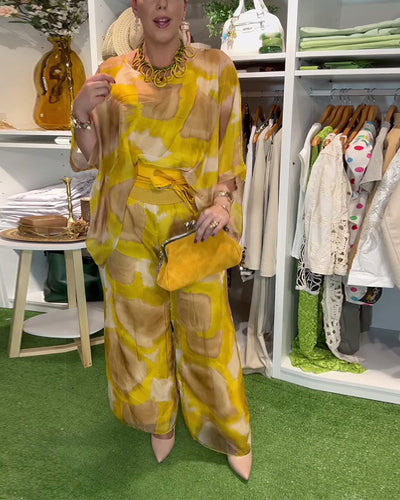 Set Modisch Bedruckte Weitbein-Hose