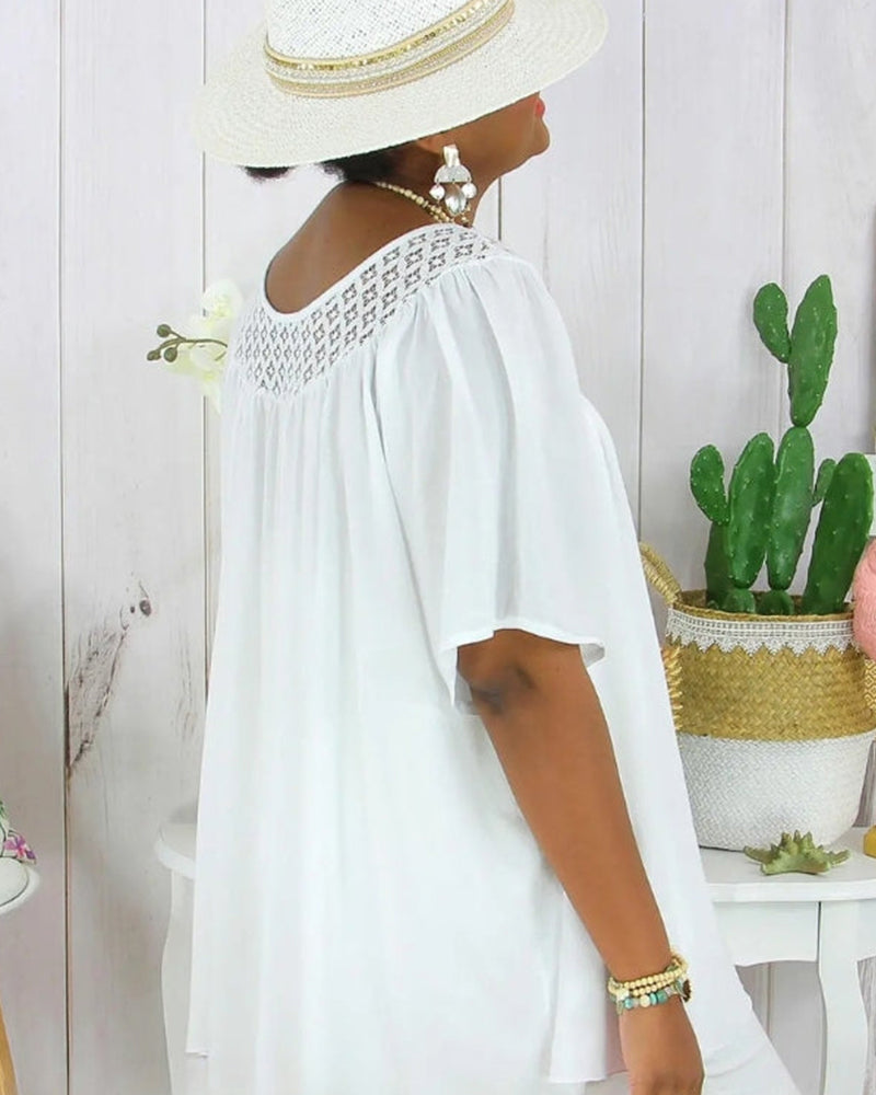 Bluse Einfarbig Locker Sitzt