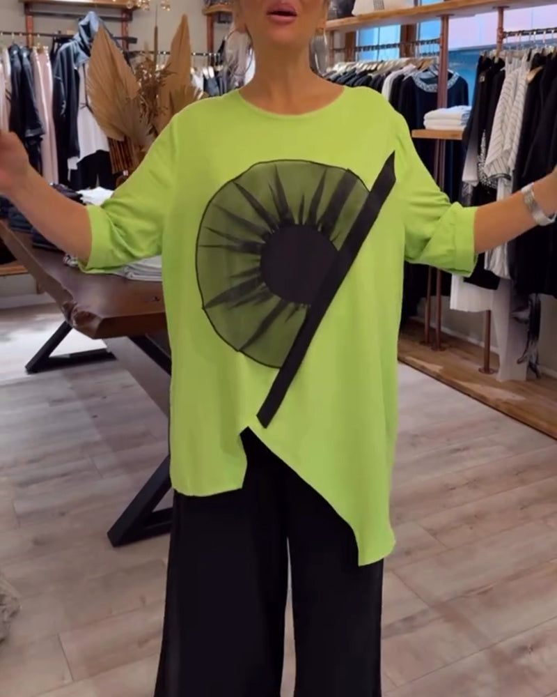 T-Shirt blumenmuster kurzarm lässig