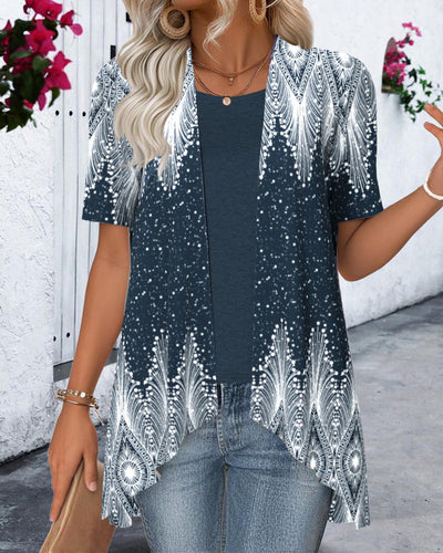 Bluse Unregelmäßig Kurzärmlig Positionierung Falsch Zweiteilig