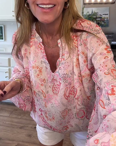Bluse mit Ballonärmeln und Blumenmuster