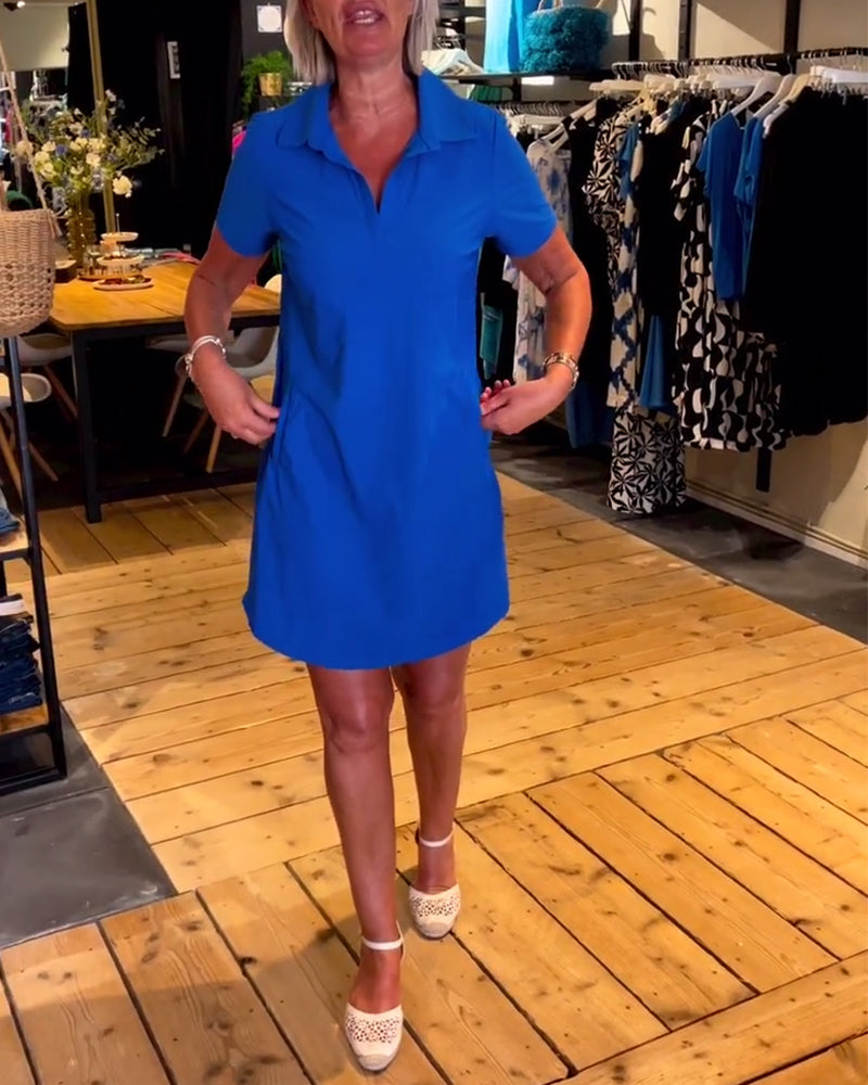 Kleid Mit Revers Plissiert