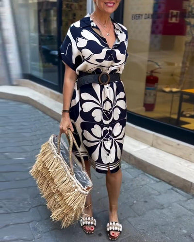 Kleid Temperament Revers Blümchen