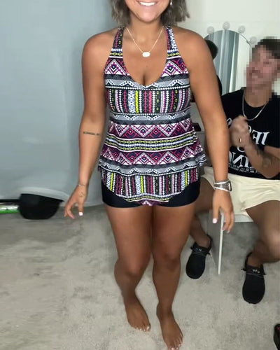 Badeanzug Tanktop Druck Zweiteilig