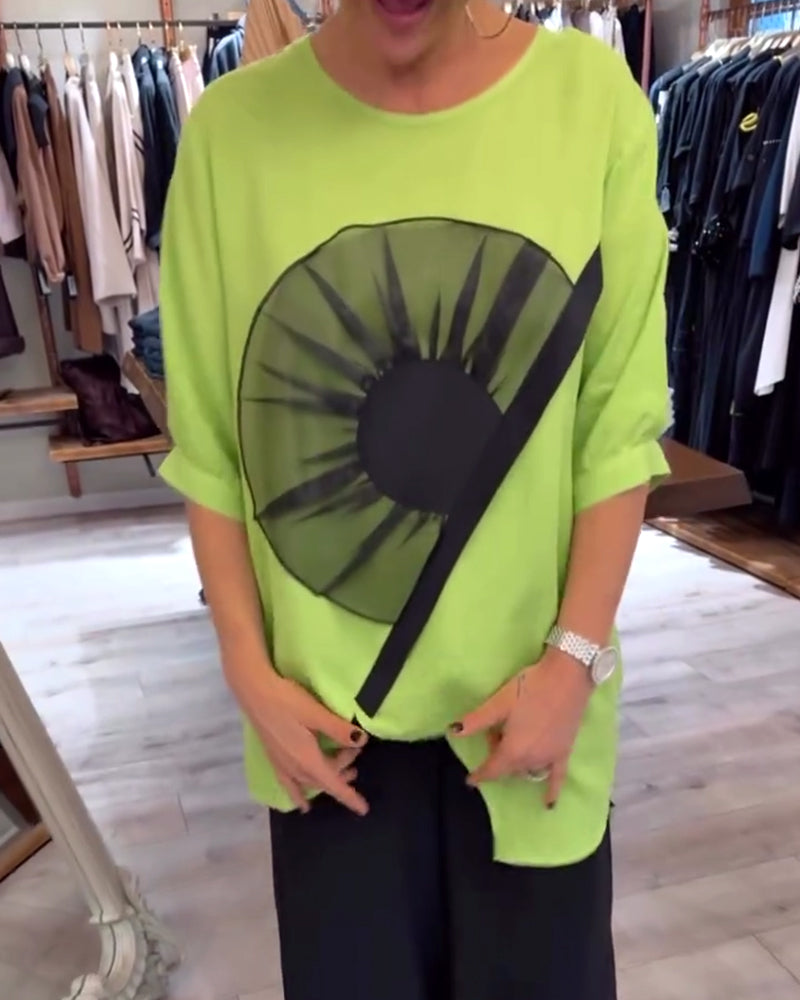 T-Shirt blumenmuster kurzarm lässig