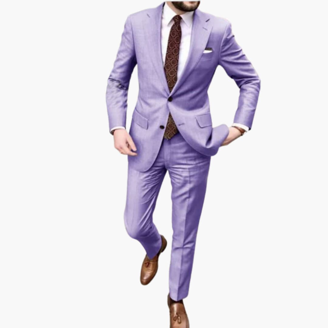 Herren Anzug zweiteilig mit Reverskragen und Slim Fit Hose