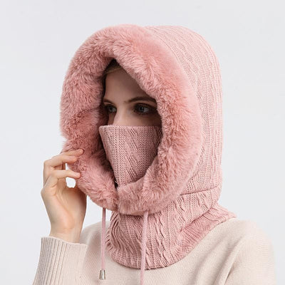 Winterpelzmütze mit Maske für Frauen