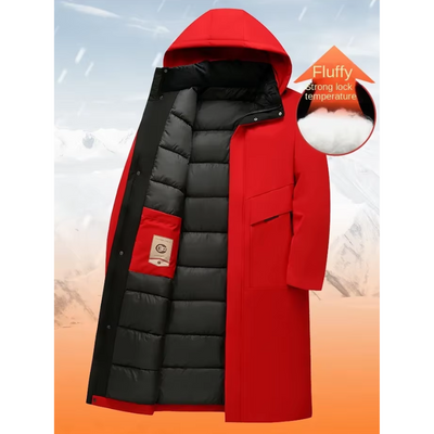 Langer Wintermantel mit Kapuze für Männer