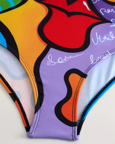 Badeanzug Ärmellos Gemustert Einteiler