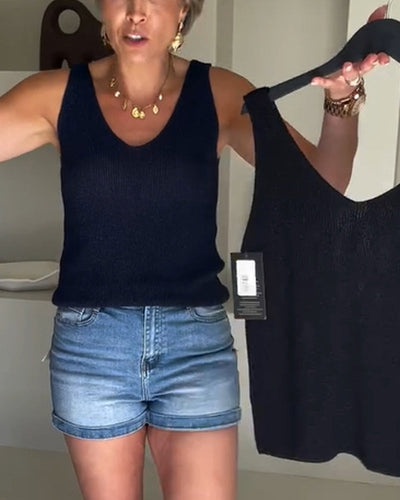 Weste Gestrickt V-Ausschnitt ärmellos