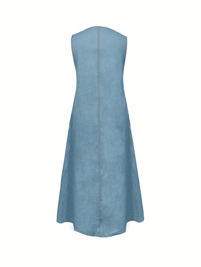 Heidi-Mode | Jeanskleid Plus Size, Locker, Sommer Midi Kleid mit Baumwoll-Mischung