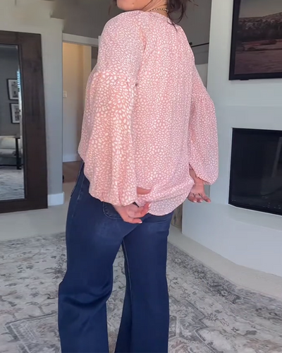 Bluse Bedruckt Laternenärmel Langarm