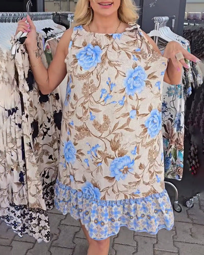 Kleid Elegant Ärmellos Blumen