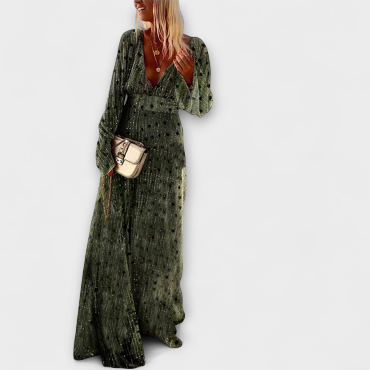 Stylish Long Polka Dot Dress