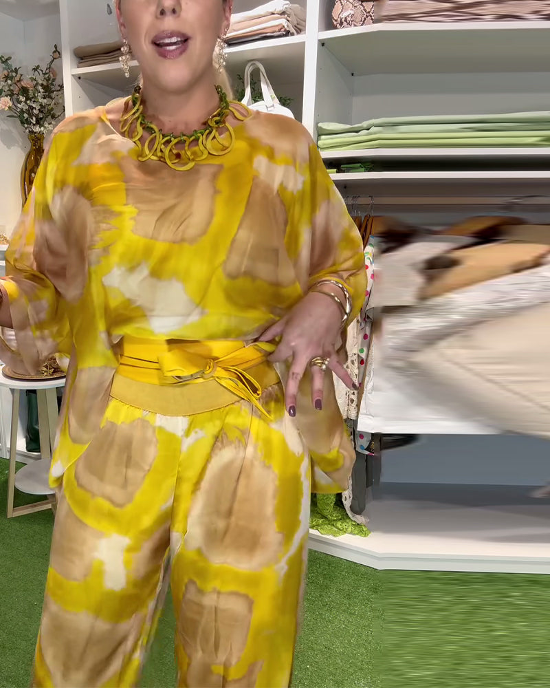 Set Modisch Bedruckte Weitbein-Hose