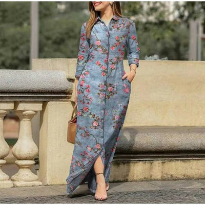 Langes Geblümtes Kleid für Damen