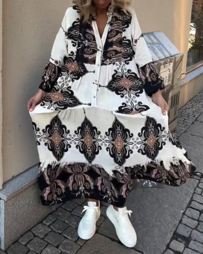 Kleid Trompetenärmel Stehkragen Retro