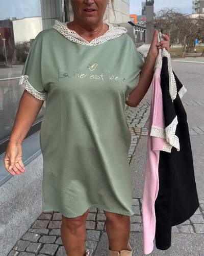 Kleid Casual Loose Hooded