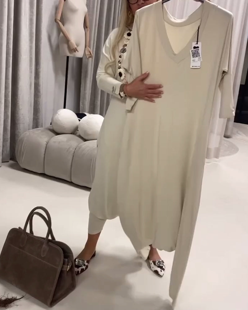 Overall einfarbig langärmelig lässig