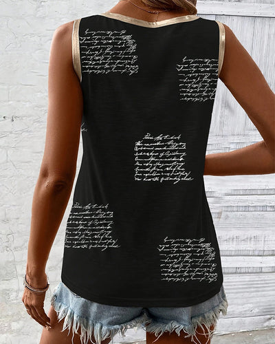 Tank Top Ärmellos Kontrast Schriftdruck Druck