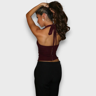 Leane – Corsagen-Top mit Neckholder und Spitzenkante