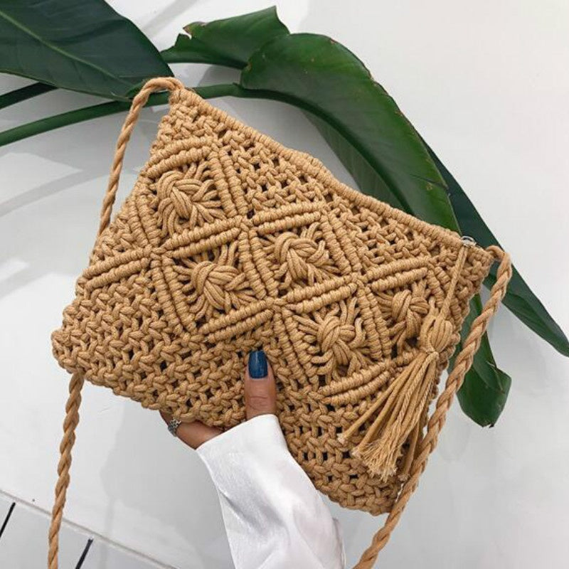 Boho Schultertasche Damen – Handgewebt, Sommerlich & Verstellbar