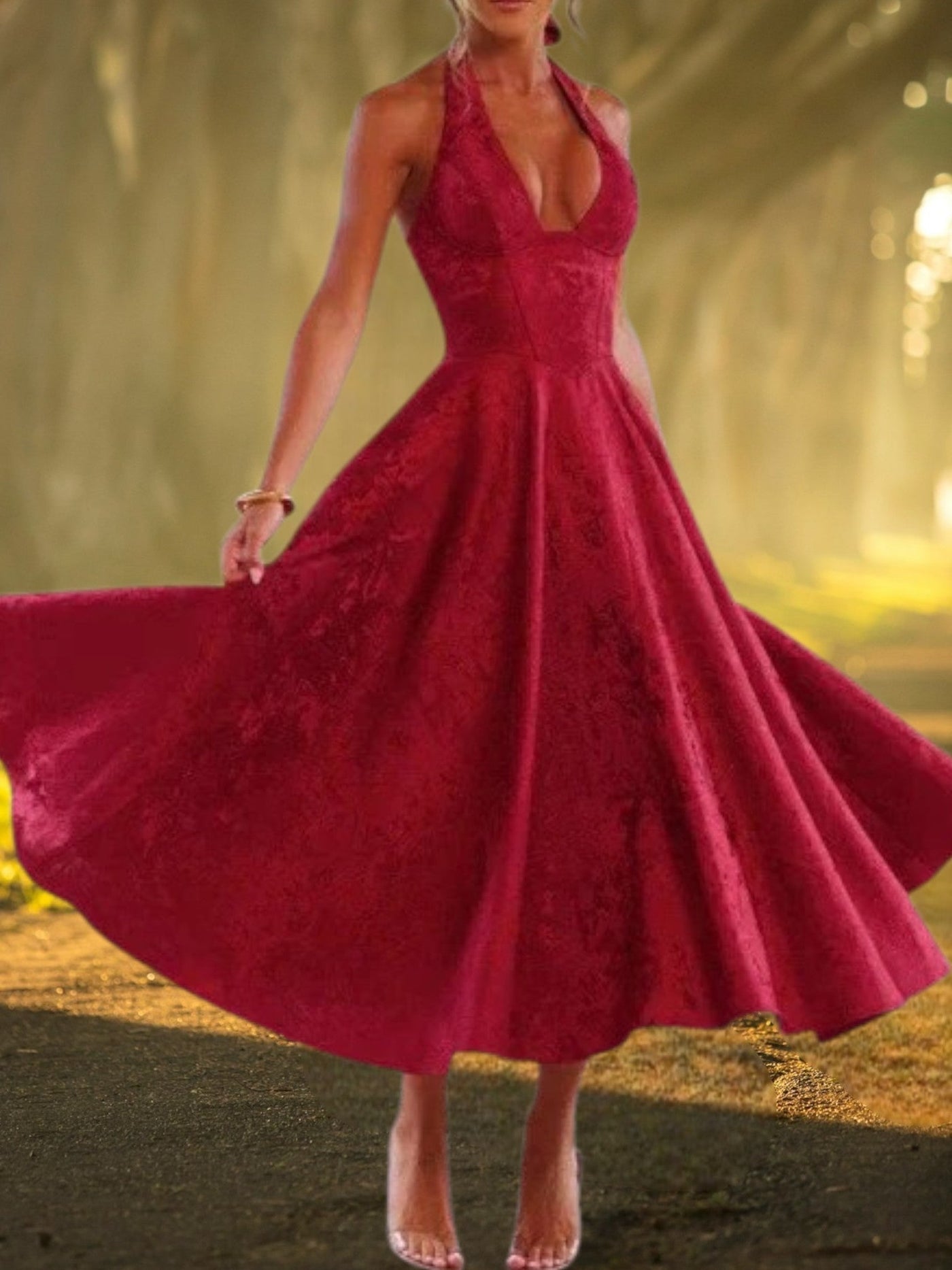 Aislyn | Elegantes Cocktailkleid A-Linie mit tiefem V-Ausschnitt für Hochzeiten und festliche Anlässe