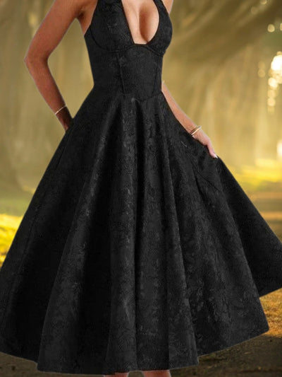 Aislyn | Elegantes Cocktailkleid A-Linie mit tiefem V-Ausschnitt für Hochzeiten und festliche Anlässe