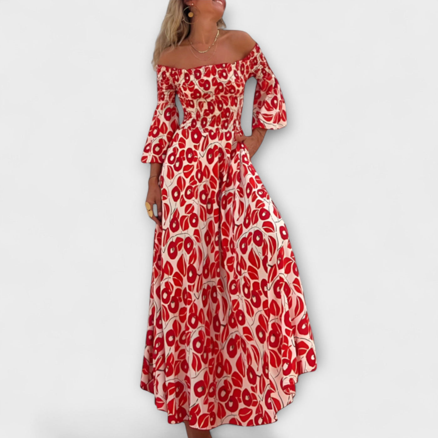 Bellira – Off-Shoulder Kleid mit floraler Leichtigkeit