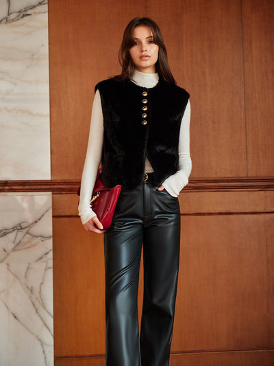 Gilet de fausse fourrure à col rond